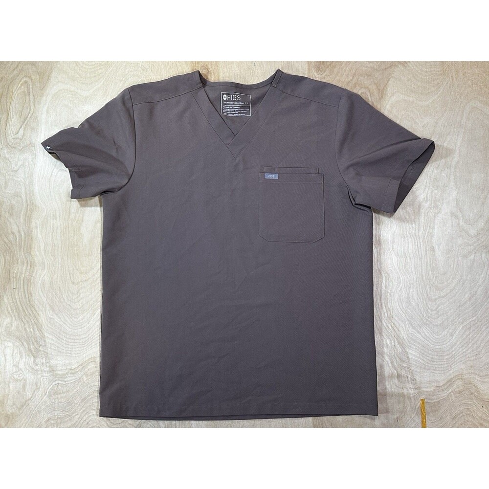 Figs Short Sleeve Scrub Top Men's size Large Brown